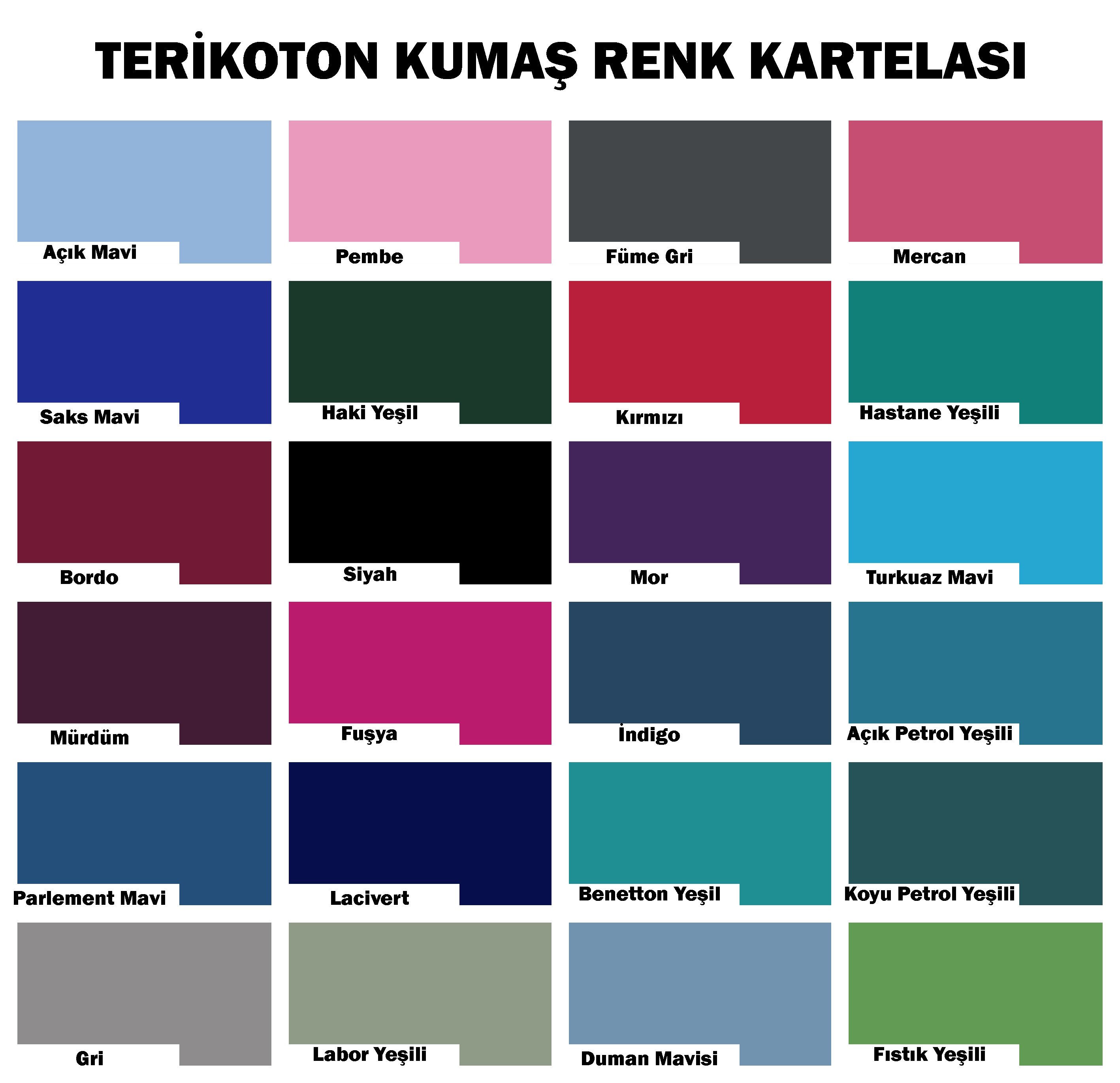 terikoton kumaş renk kartelası