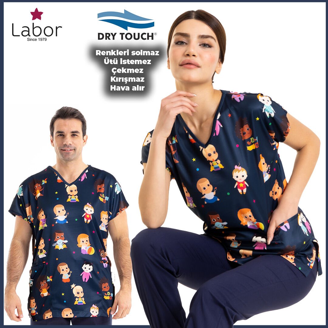 Bebek Desenli Kadın Cerrahi Forma: Sağlıkta Şıklık ve Neşe