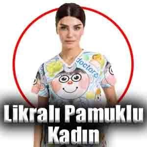 Likralı Pamuklu Kadın Cerrahi Üst