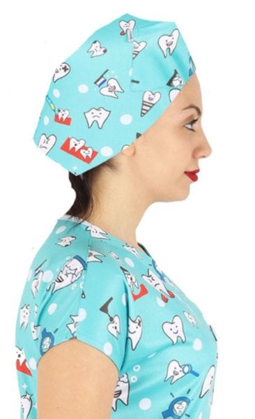 Diş Desenli Kumaş Bone Yeşil Renk Dry Touch Kumaş