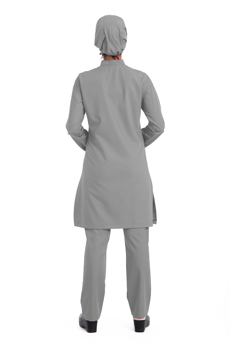 Labor Tesettür Scrubs Forma TST-03 | Elastik Likralı Pamuklu | Doktor & Hemşire 46/XXL - Gri