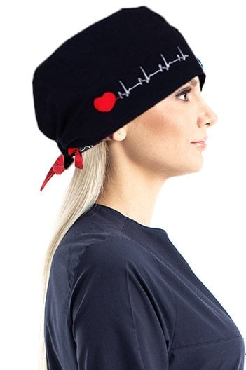 Kumaş Bone Kalp Ritimli Nakışlı Siyah Kadın Erkek