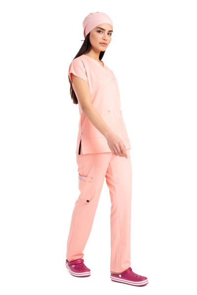 Dr. Elastik Likralı Bayan Cerrahi Nöbet Takımı Pembe