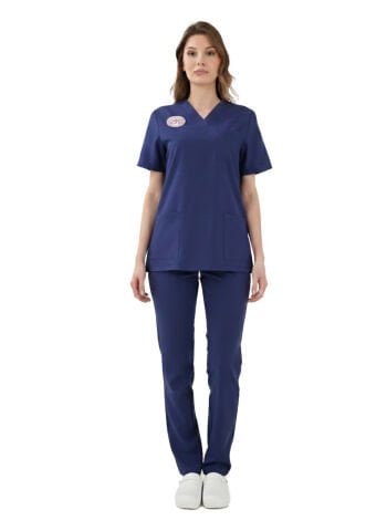 Scrubs - Kadın - SAĞLIK BAKANLIĞI Yönetmeliğine Uyumlu Patriot Blue - Elastik Kumaş