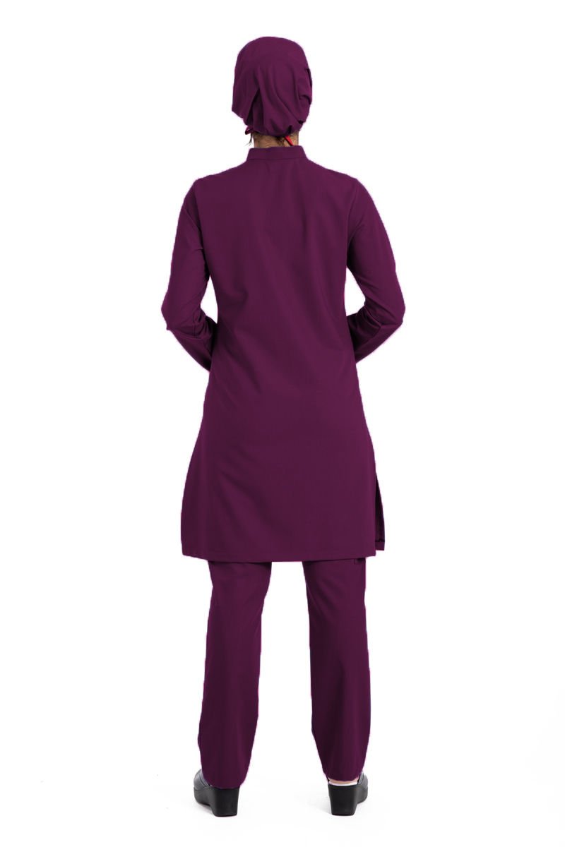 Likralı pamuklu tesettür üst forma hakim yaka tst-03 44-XL - Mürdüm