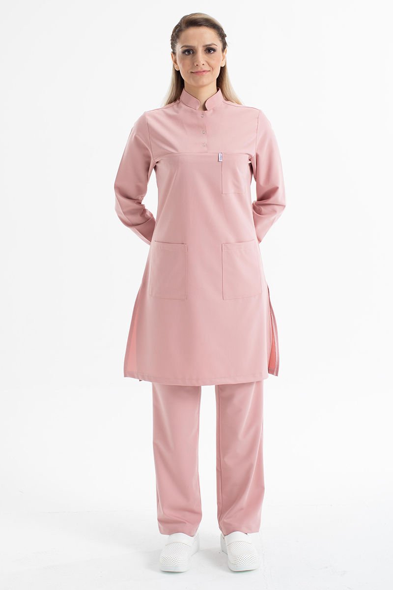 Likralı pamuklu tesettür üst forma hakim yaka tst-03 44-XL - Pudra