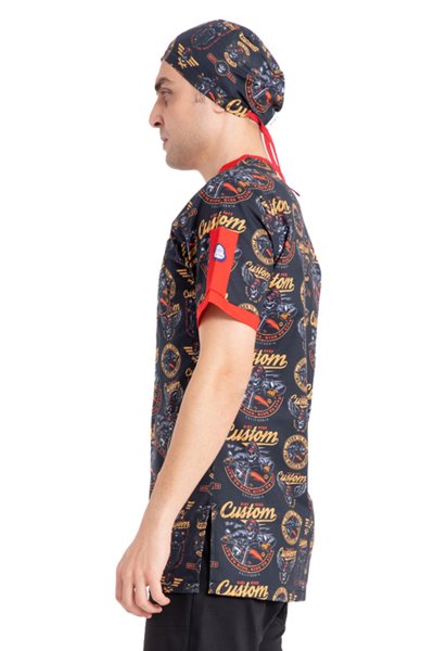 Desenli Erkek Cerrahi Scrubs Üst — %95 Pamuk %5 Likra | Custom Desenli