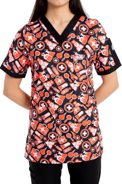 Likralı Pamuklu Kadın Üst Laboratuvar Desen Rg03