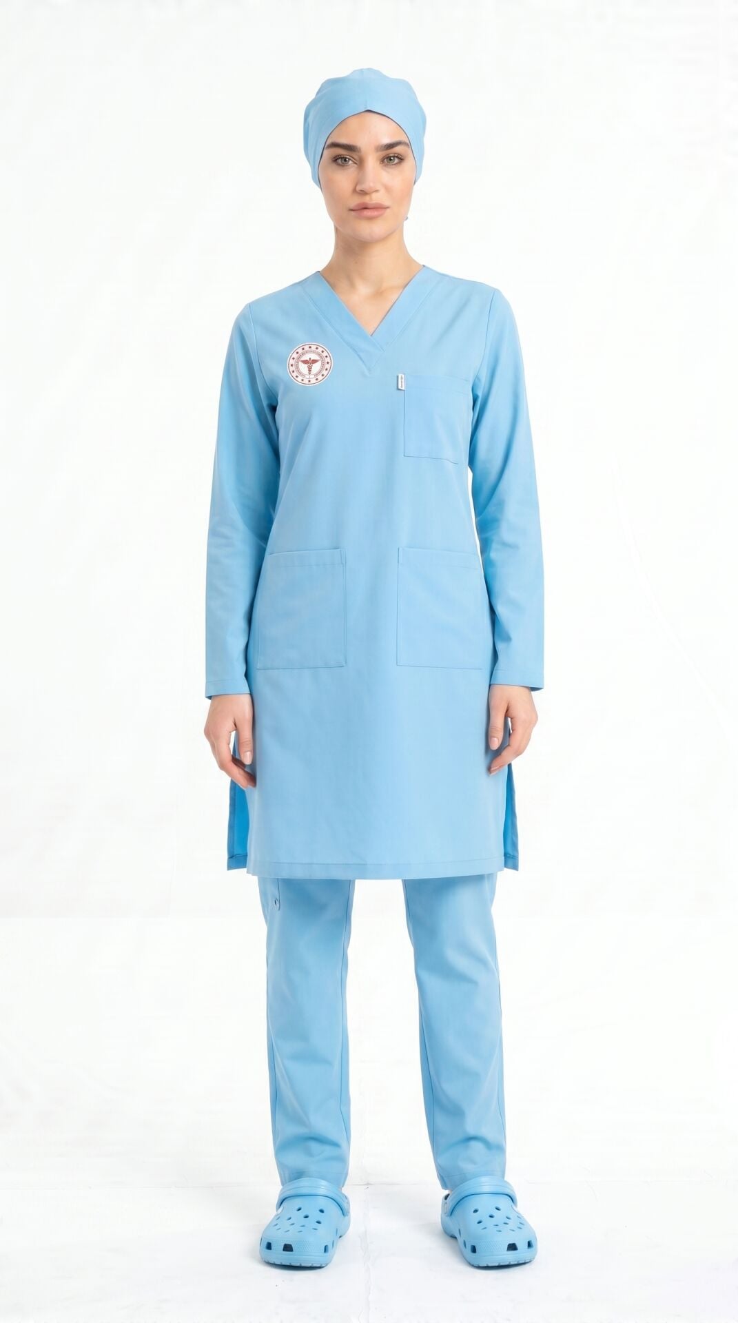 Tesettür Cerrahi Forma Takımı – Sağlık Bakanlığı Uyumlu, Likralı, Alaskan Blue TST05