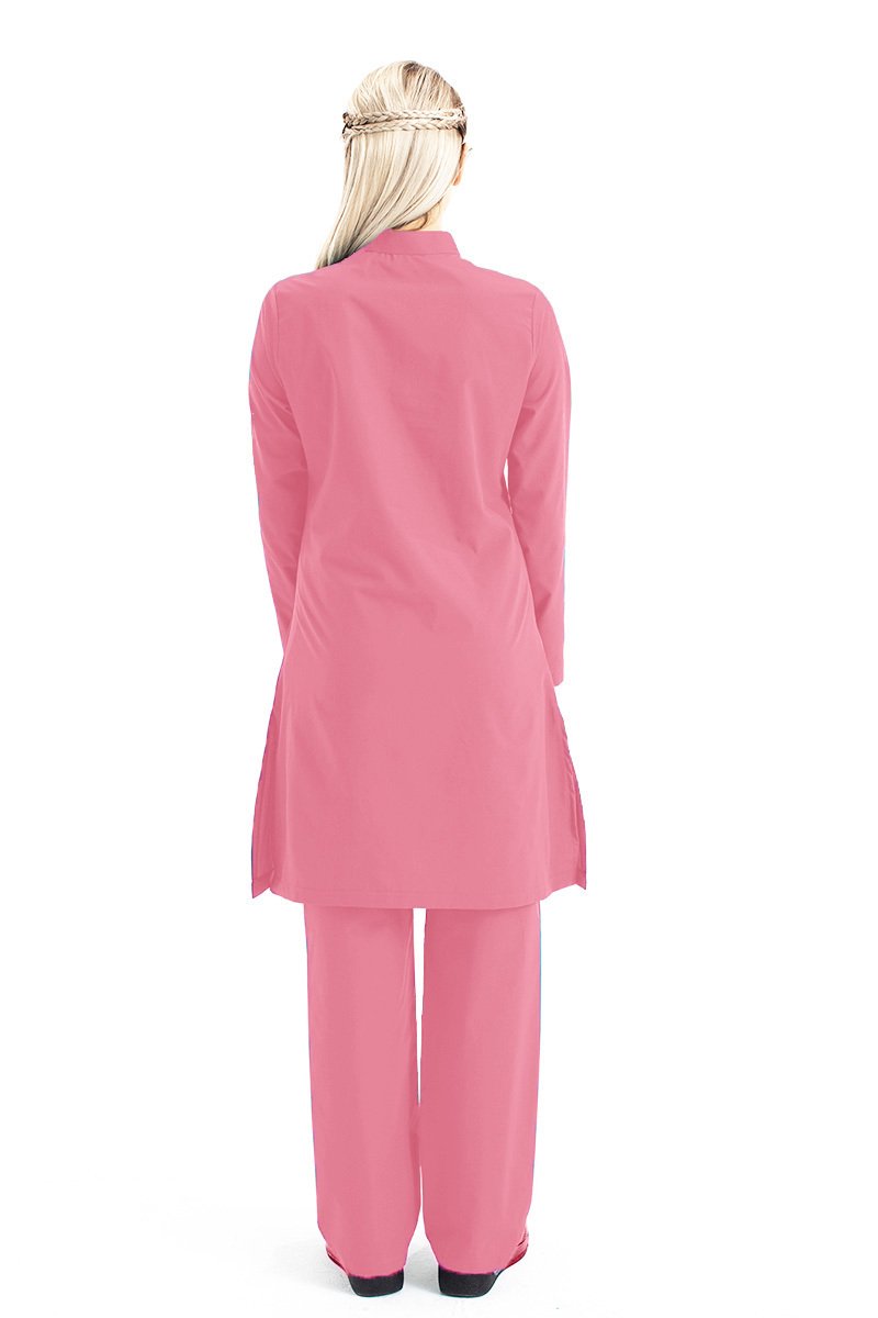 Tesettür Hemşire Forması Tek Üst Hakim Yaka Model Terikoton Kumaş Tst-03 54/6XL Özel Sipariş - Mercan