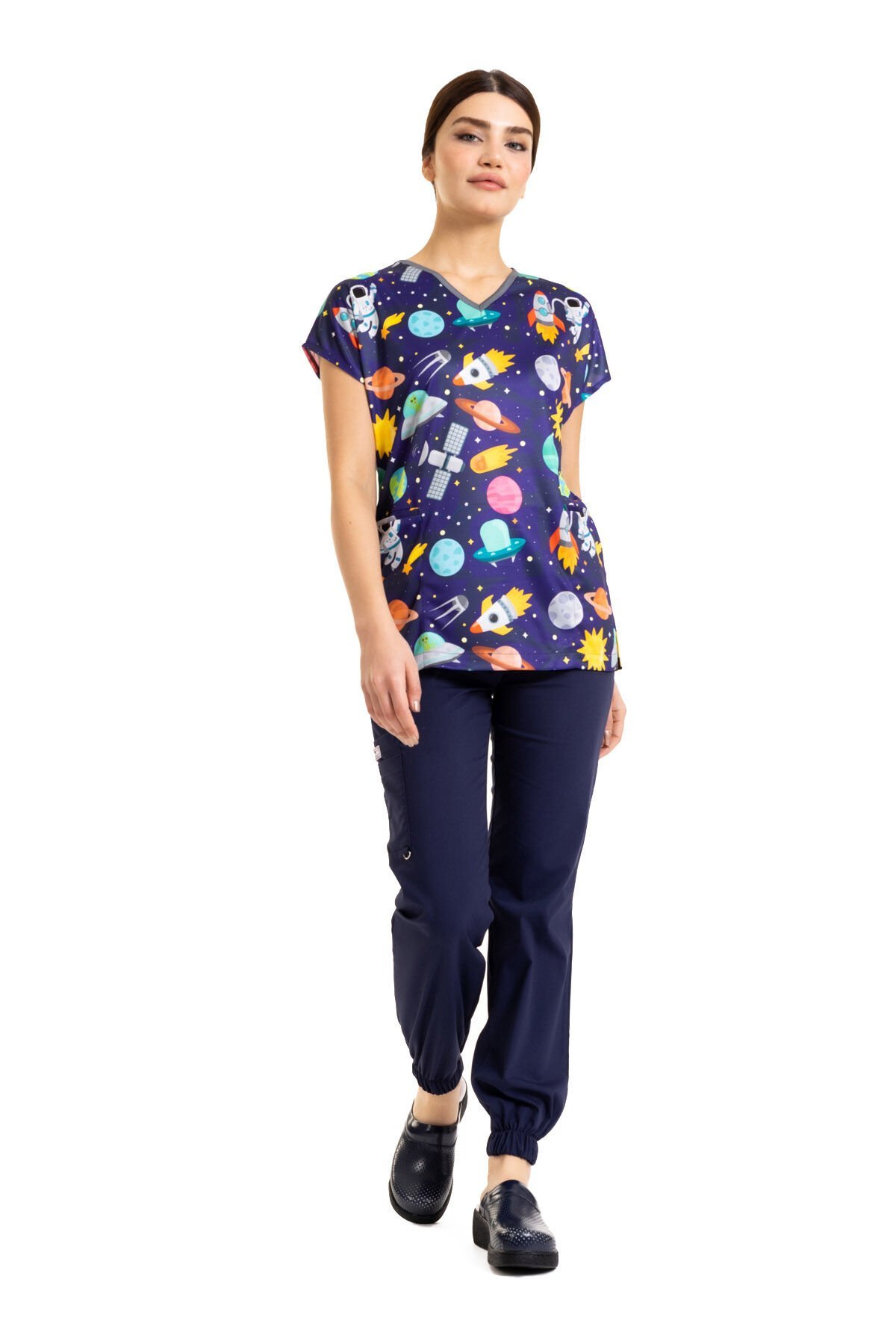 Cerrahi Desenli Kadın Tek Üst Uzay Yolu