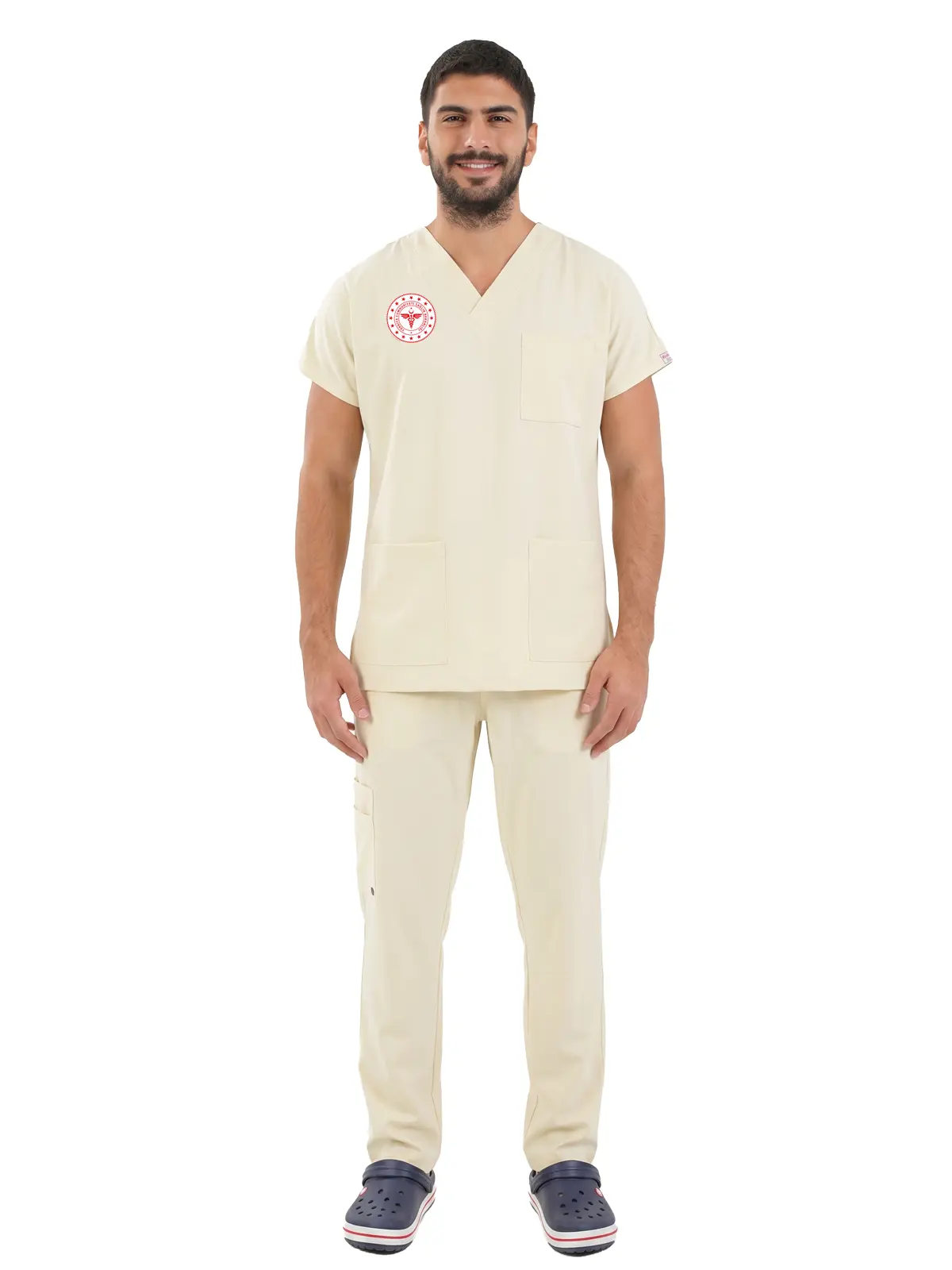 Teknisyen, Tekniker ve Tıbbi Sekreter Forması - Likralı Pamuklu ERkek Scrubs Takım - Bakanlık Uyumlu