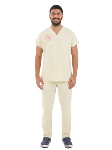 Teknisyen, Tekniker ve Tıbbi Sekreter Forması - Likralı Pamuklu ERkek Scrubs Takım - Bakanlık Uyumlu