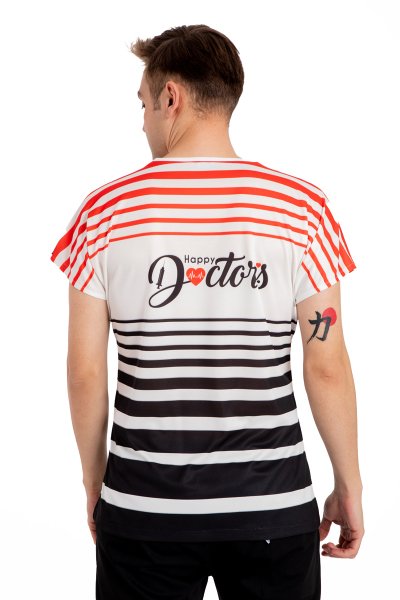 Mutlu Doktorlar Erkek Forma Üst Siyah Beyaz Kırmızı Renk