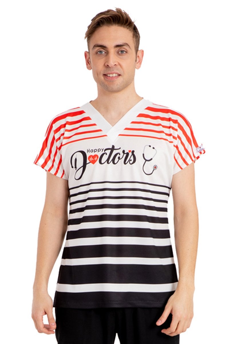 Mutlu Doktorlar Erkek Forma Üst Siyah Beyaz Kırmızı Renk