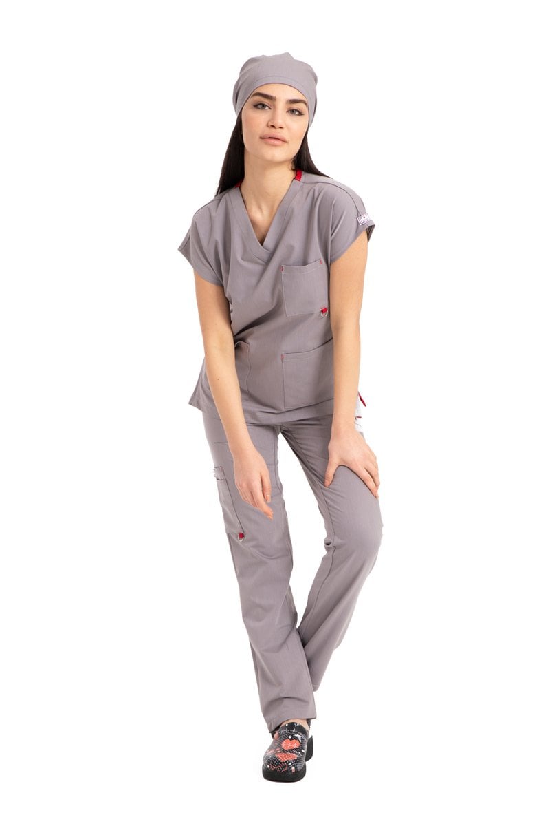 Dr. Elastik Likralı Bayan Cerrahi Forma Gri