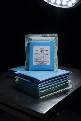 Yapışkan bantlı delikli örtü 75*75cm steril paket