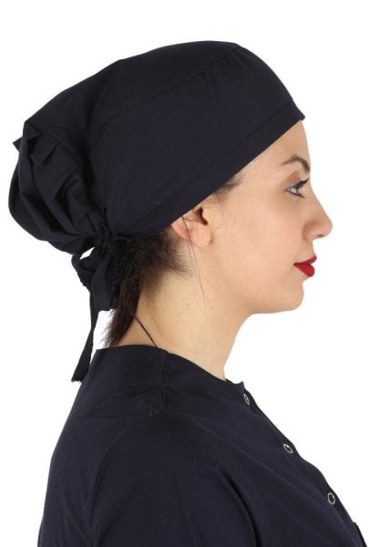 Kumaş Bone Tesettür Model Lacivert Renk Terikoton