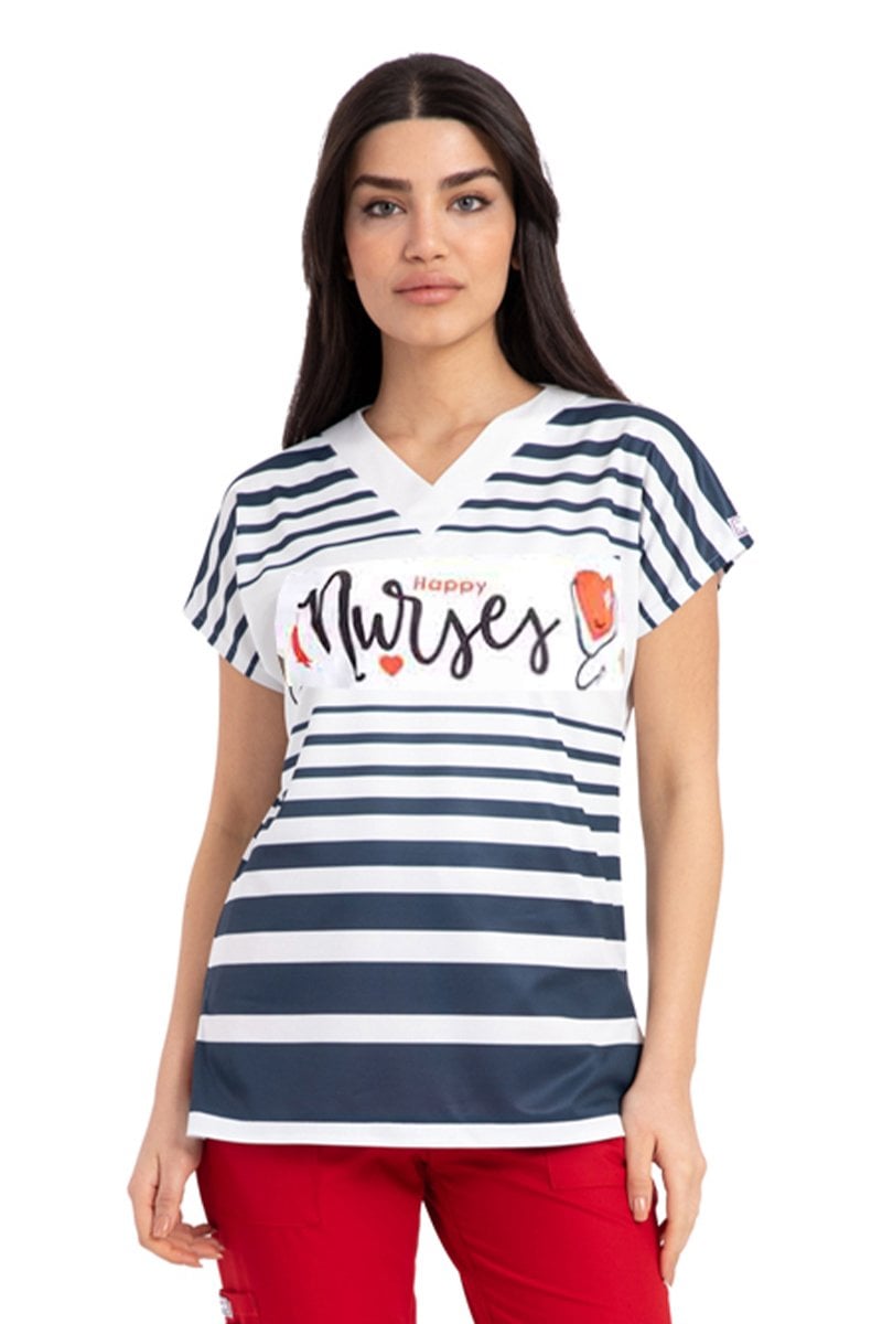 Mutlu Hemşire Desenli Tek Üst Forma Dr Greys Model