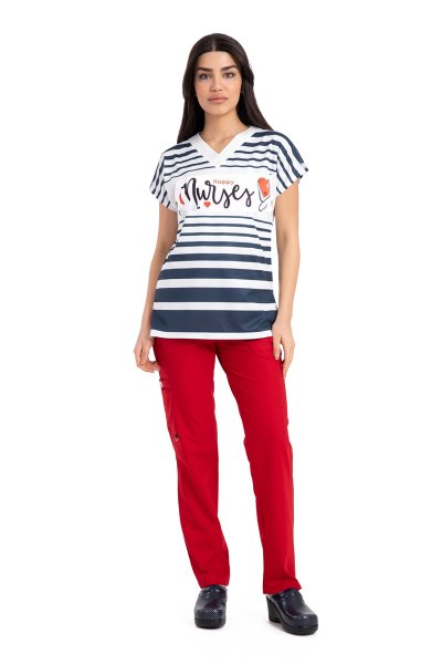 Mutlu Hemşire Desenli Tek Üst Forma Dr Greys Model