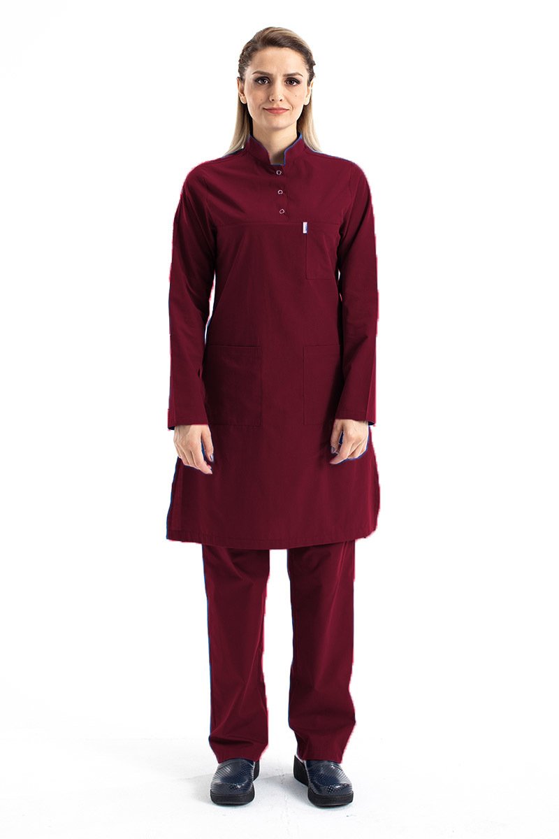 Tesettür Doktor Forması Hakim Yaka Terikoton Takım Tst03 44-XL - Bordo