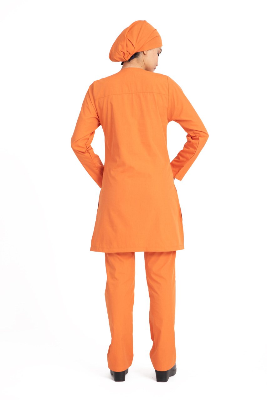 Hemşire Tesettür Terikoton Takım Tst-01 50-4XL Özel Sipariş - Turuncu