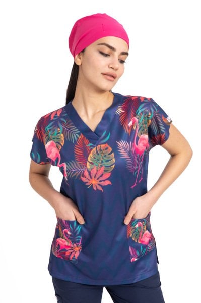 Flamingo Desenli Tek Üst Forma Dr Greys Model