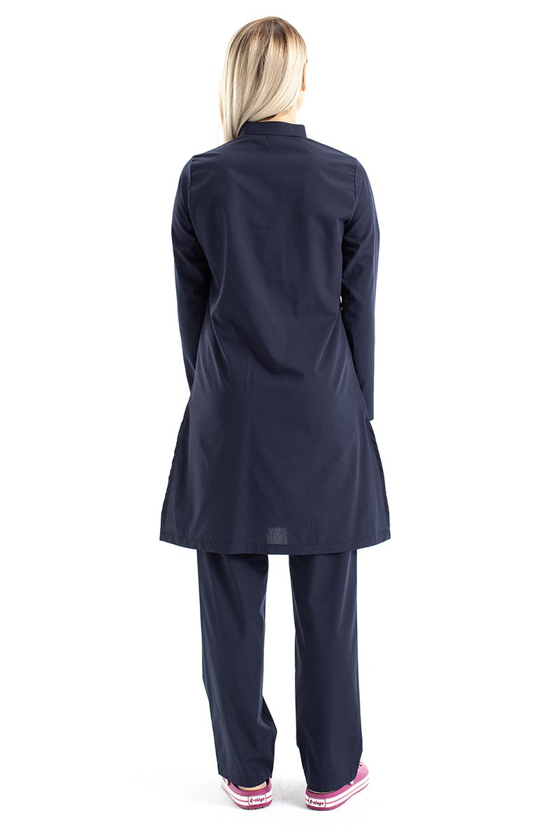 Tesettür Doktor Forması Hakim Yaka Terikoton Takım Tst03 46-2XL - Lacivert
