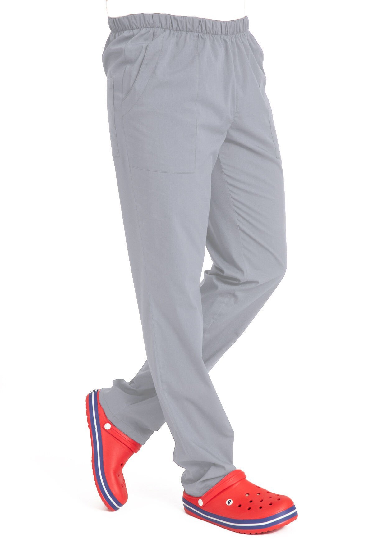 V Cerrahi Yaka Takım Terikoton Kumaş Erkek Gri