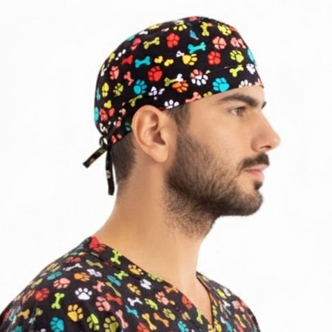 Cerrahi Bone - Renkli Patili Kemik Desen -22-  (Unisex) - Dry Touch Kumaş