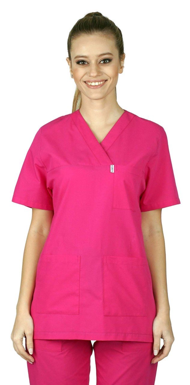 Cerrahi Forma Takımları Kadın Terikoton Kumaş Tüm Renkler 34-XXS - Fuşya