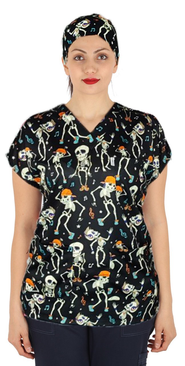 Cerrahi Desenli Kadın Üst Denizler Alemi Gece 34/XXS