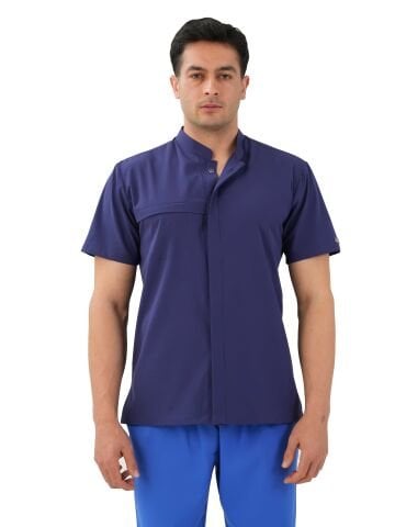 Dr. KT Model Likralı Pamuklu Erkek Scrubs Tek Üst - Medikal Forma