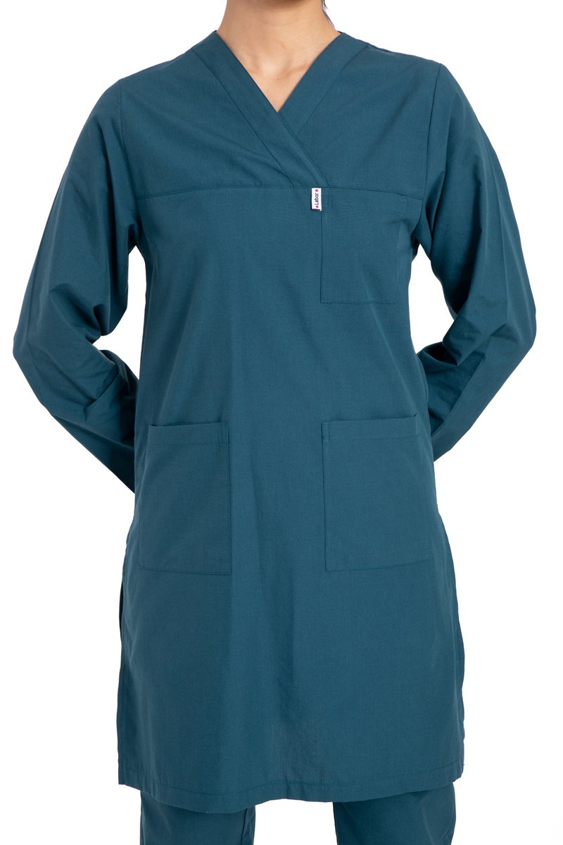 Hemşire Tesettür Terikoton Takım Tst-01 54-6XL Özel Sipariş - Koyu Petrol Yeşili