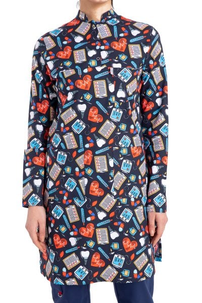 Likralı Pamuklu Tesettür Üst Forma Medikal Desenli