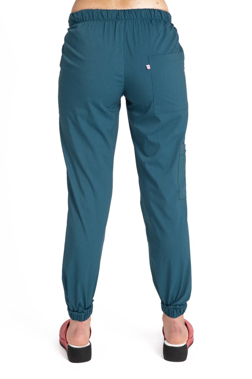 Kadın Dr. Jogger Scrubs Pantolon | Esnek Likralı Terikoton Tek Alt | LABOR Petrol yeşili - 62-10XL Özel Sipariş