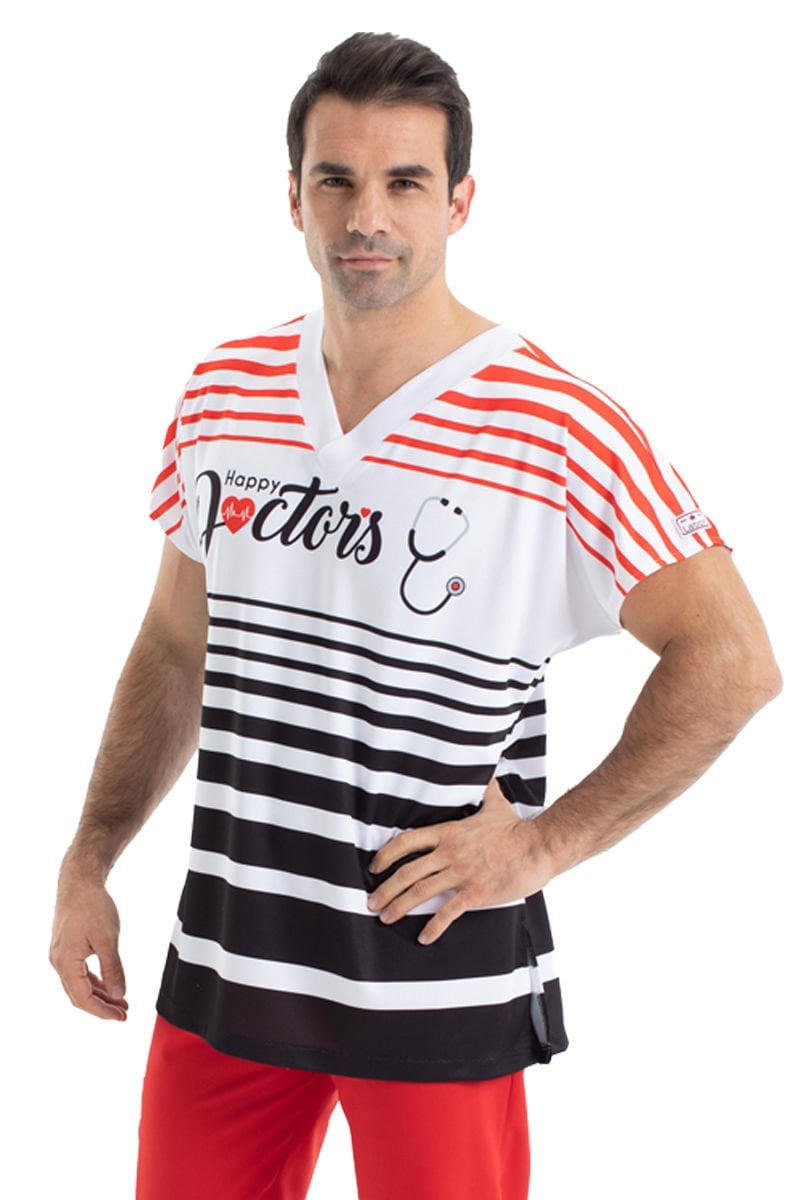 Mutlu Doktorlar Yazılı Siyah Kırmızı Erkek Üst