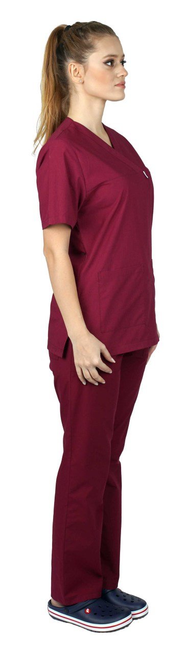 Cerrahi Forma Takımları Kadın Terikoton Kumaş Tüm Renkler 60-9XL Özel Sipariş - Bordo