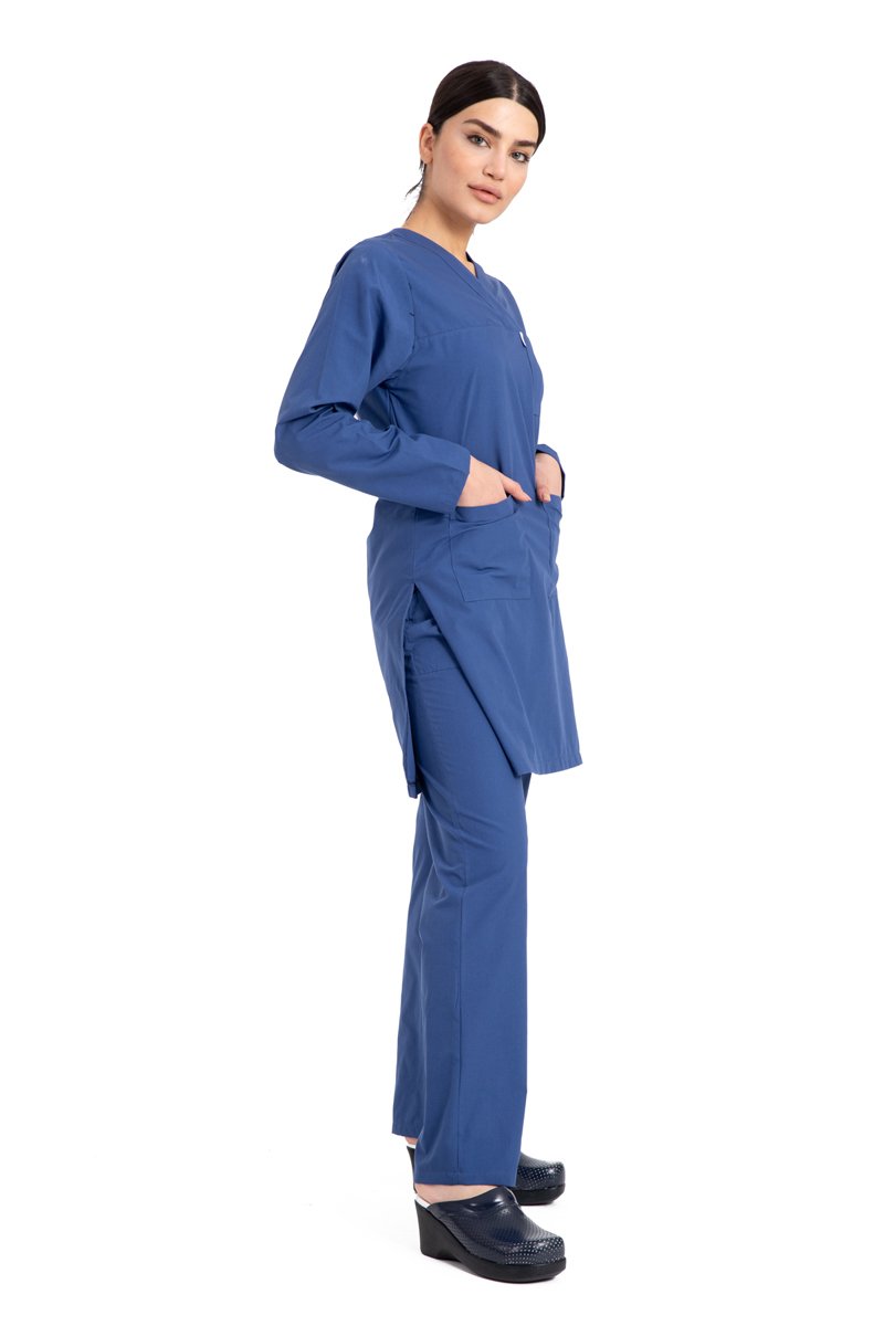 Hemşire Tesettür Terikoton Takım Tst-01 50-4XL Özel Sipariş - İndigo(Petrol Mavi)