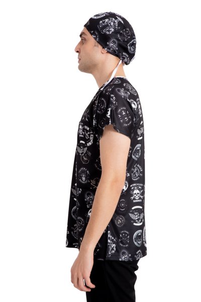 Cerrahi forma erkek tek üst motosiklet logolu