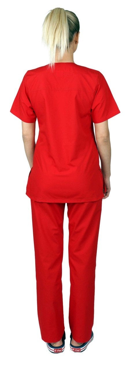 Cerrahi Forma Takımları Kadın Terikoton Kumaş Tüm Renkler 44-XL - Kırmızı