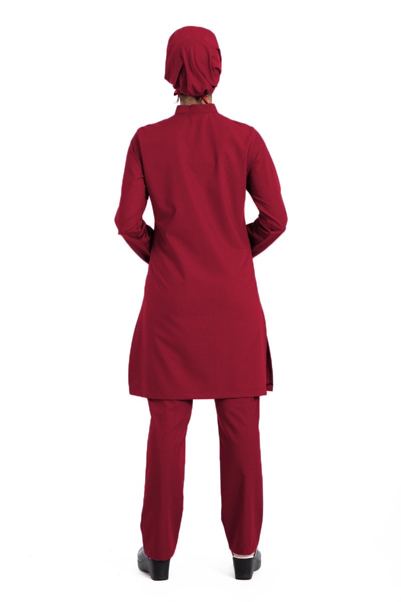 Labor Tesettür Scrubs Forma TST-03 | Elastik Likralı Pamuklu | Doktor & Hemşire 40/M - Bordo