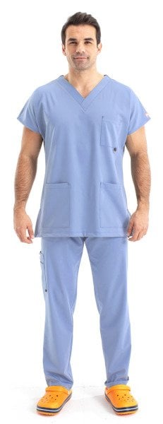 Dr Elastik Scrubs Likralı Pamuklu Erkek Açık Mavi