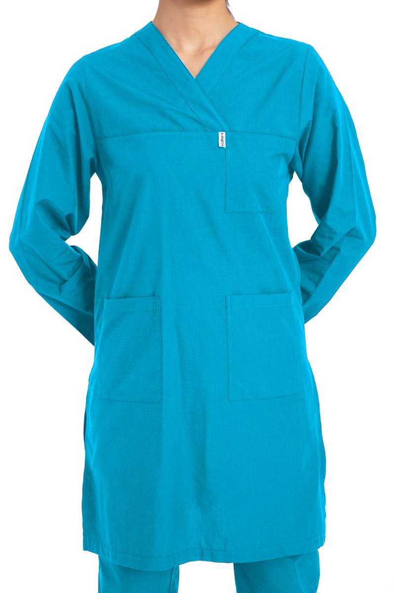 Hemşire Tesettür Terikoton Takım Tst-01 62-10XL Özel Sipariş - Turkuaz Mavi