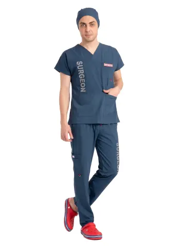 Surgeon Baskılı Erkek Scrubs Takım — Cerrahi Forma | Özel Tasarım