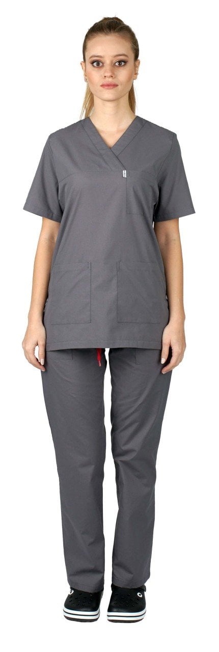 Cerrahi Forma Takımları Kadın Terikoton Kumaş Tüm Renkler 54-6XL Özel Sipariş - Füme