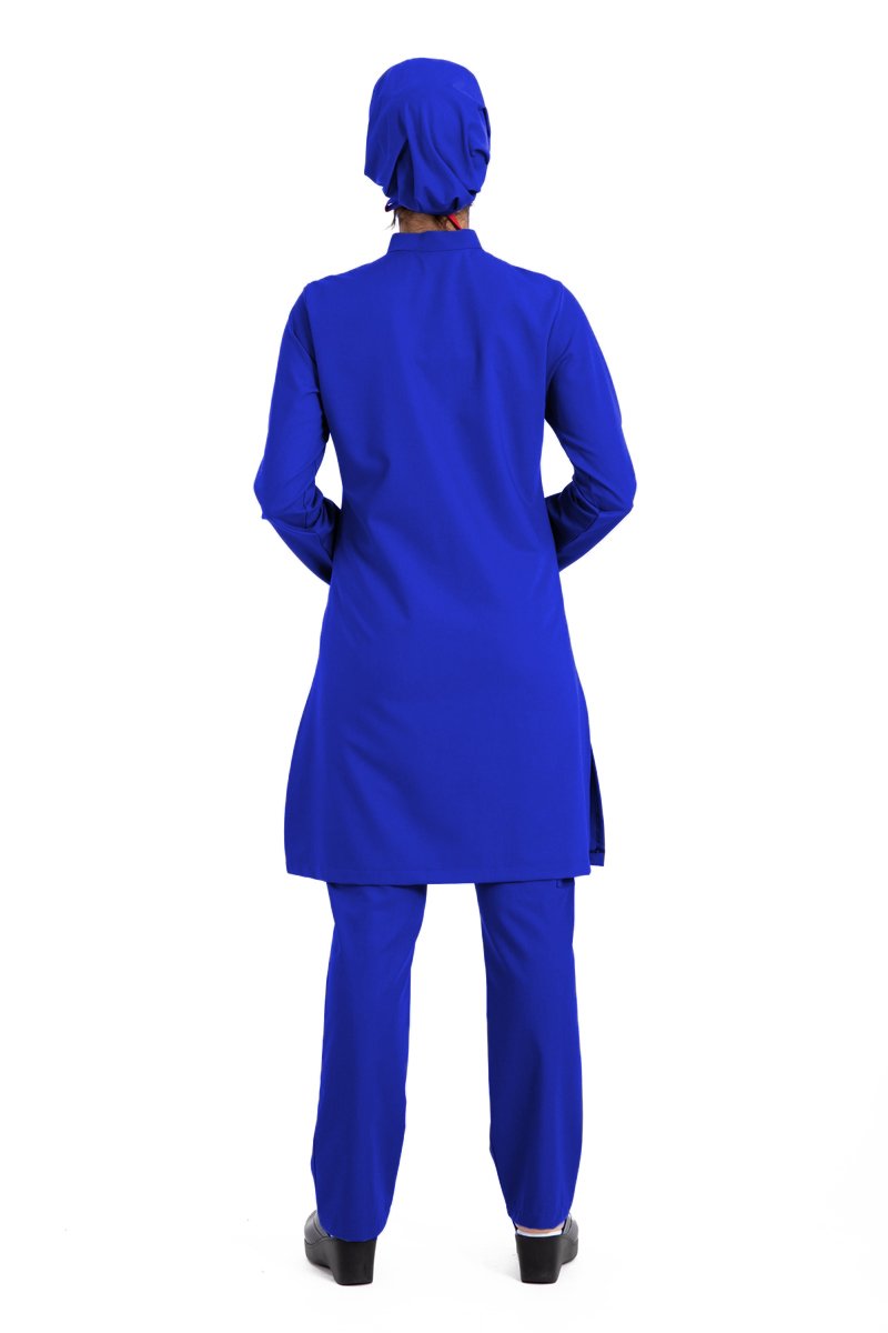 Labor Tesettür Scrubs Forma TST-03 | Elastik Likralı Pamuklu | Doktor & Hemşire 48/3XL Özel Sipariş - Saks Mavi