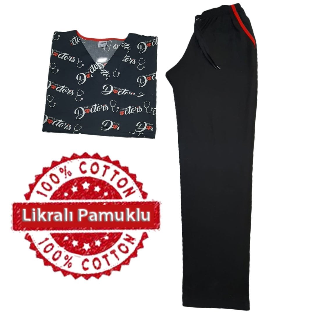 Likralı Pamuklu Erkek Takım Doktor Yazılı 44/2XS Erkek