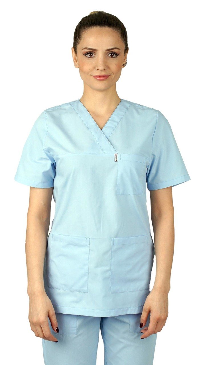 Cerrahi Forma Takımları Kadın Terikoton Kumaş Tüm Renkler 60-9XL Özel Sipariş - Açık Mavi