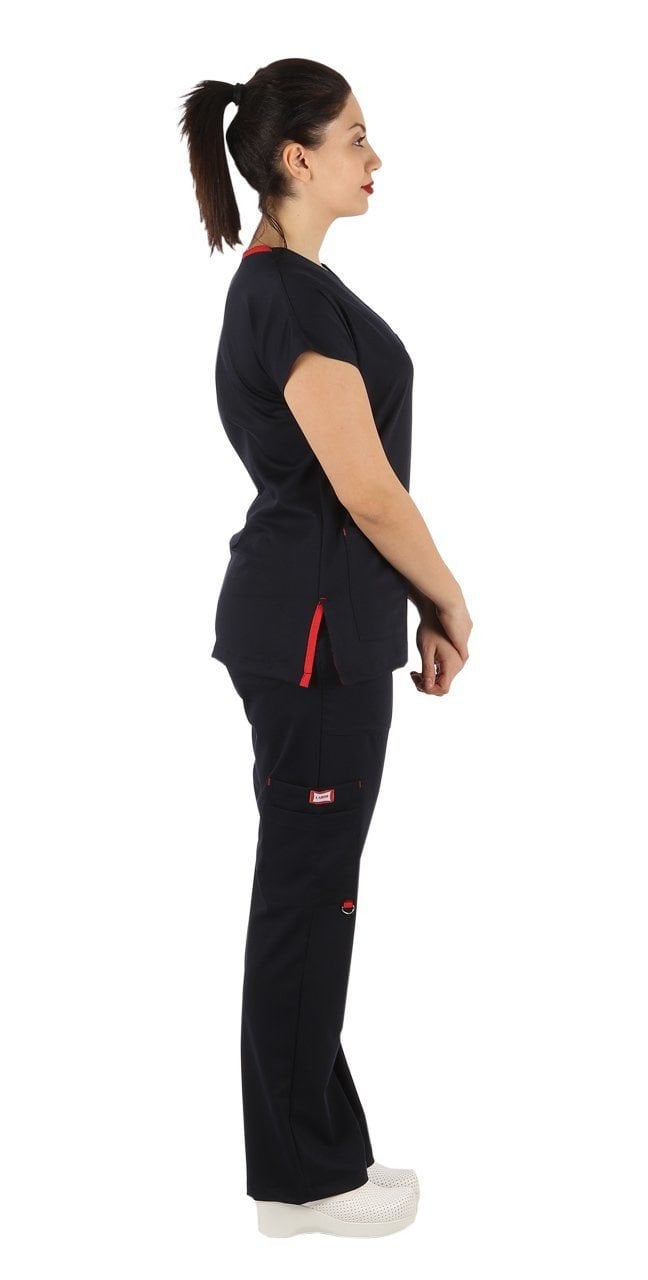 Dr. Elastik Likralı Kadın Cerrahi Scrubs Takımı Lacivert